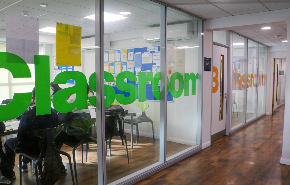 outside view of classrooms from corridor